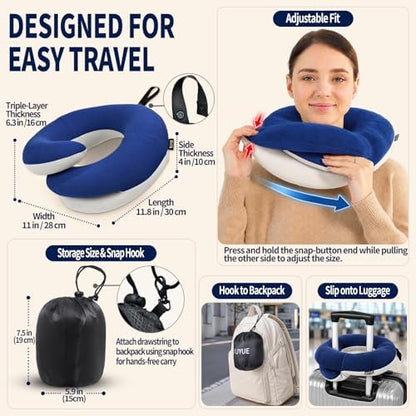BUYUE Travel Neck Pillows for Airplanes, Memory Foam 360° Head Support Sleep - Image 5