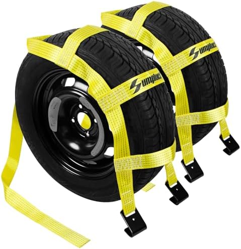 Tow Dolly Basket Straps with Flat Hook Fit 14" 15" 16" Car Tires by Sumpluct