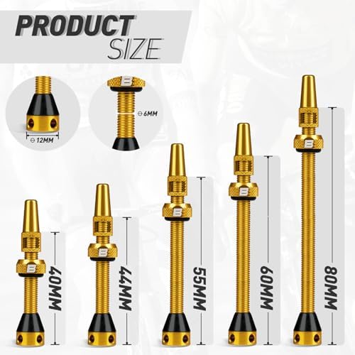 BWSHLF Tubeless Presta Valve Stem 40/44/55/60/65/80/100 mm, Super Light Alloy - Image 5