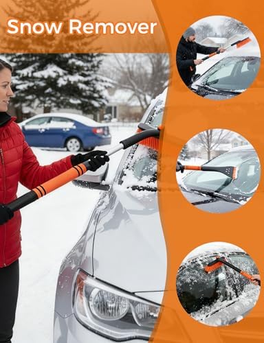 34" Extendable Ice Scrapers for Car Windshield 2-in-1 Snow Brush for Car Snow - Image 5
