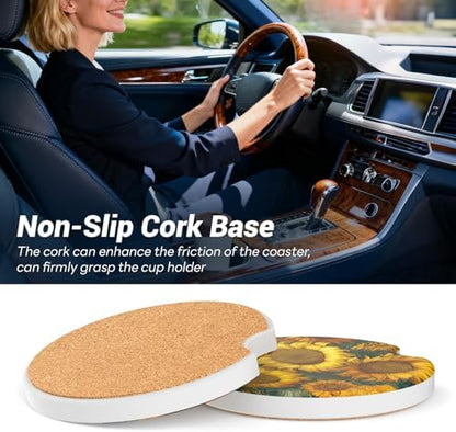 2 Pack Ceramic Car Coasters for Cup Holder, 2.56 in Anti Slip Absorbent Coaster - Image 6
