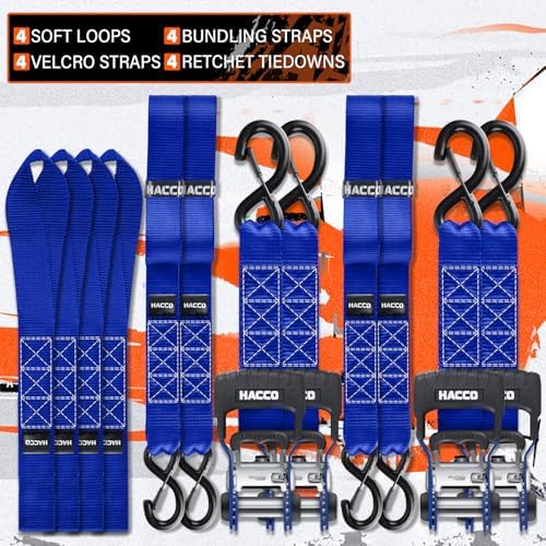 HACCOPLANET 1.6in Heavy Duty Ratchet Tie Down Straps 4PK - Image 4