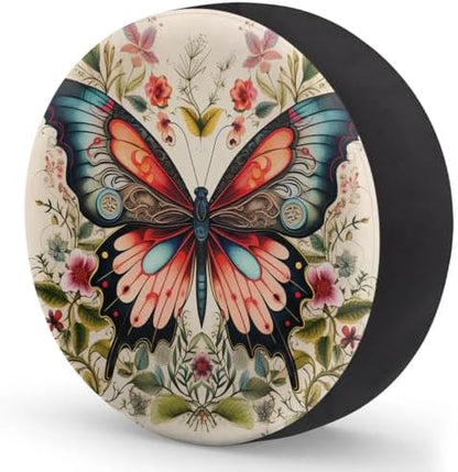 Spare Tire Cover for RV Trailer, Retro Butterfly Flower Tire Covers Universal - Image 2