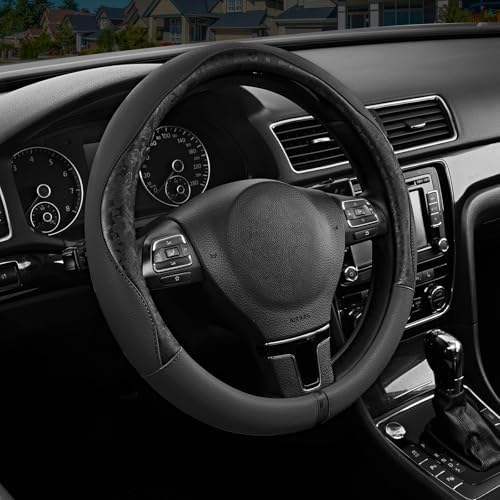 PIC AUTO Steering Wheel Cover, Universal Fit 14.5"–15.5", Soft PU Grain Leather - Image 2