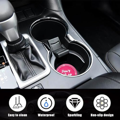 Ziciner 4 Pack Bling Car Cup Holder Coaster, 2.75 Inch Anti-Slip Auto Insert - Image 3