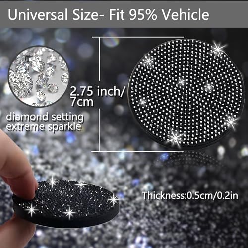 NBTEPEM 4pcs Bling Car Cup Holder Coaster, 2.75 inch Anti-Slip Shockproof - Image 2