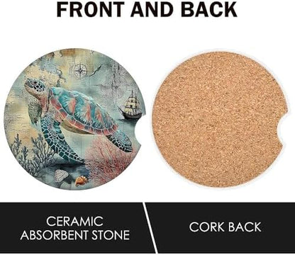 Sea Turtle Car Coasters Set of 2 - Image 3