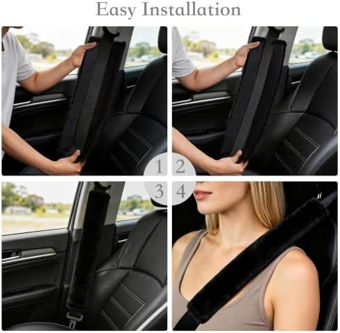 Amooca 19.7in Extra Long Furry Universal Car Seatbelt Cover Shoulder Pad - Image 6