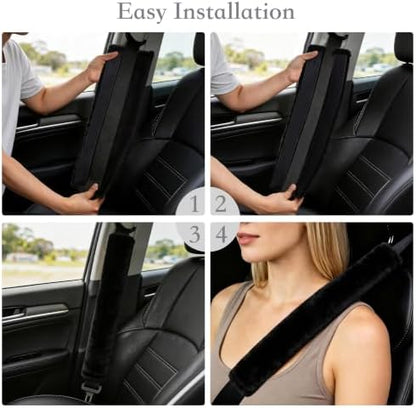 Amooca 19.7in Extra Long Furry Universal Car Seatbelt Cover Shoulder Pad - Image 6