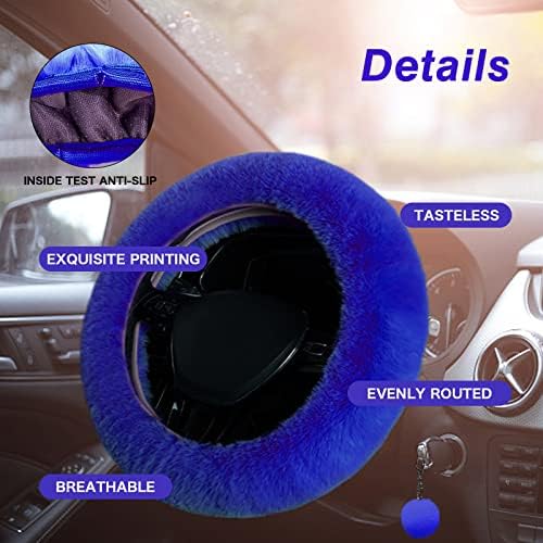 7PCS Set car Interior Aesthetic Accessories, Fluffy 15 inch Steering Wheel Cover - Image 6