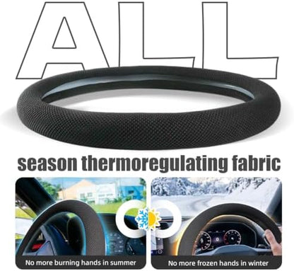 15 Inch Black Silicone Steering Wheel Cover Thermoregulating - Image 2
