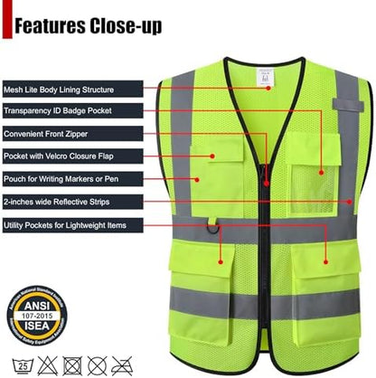 Safety Vest for Men Women Hi Vis Vest - Image 2