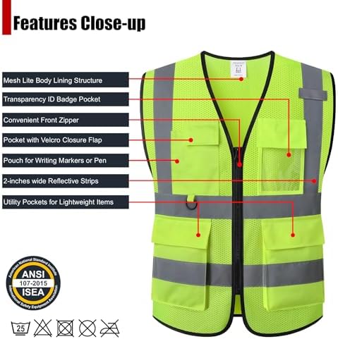 Safety Vest for Men Women Hi Vis Vest - Image 2