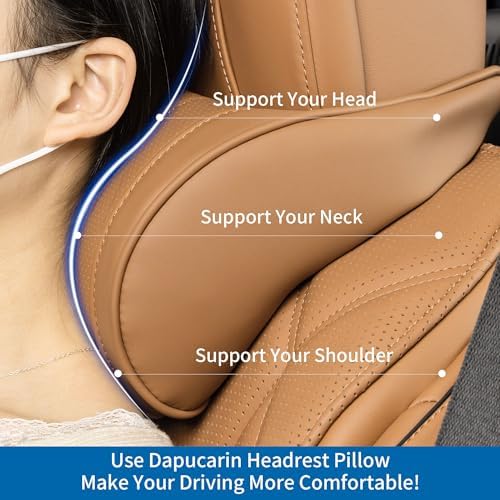 Car Neck Pillow Seat Headrest Memory Foam Palomino Brown, 2 Packs - Image 5