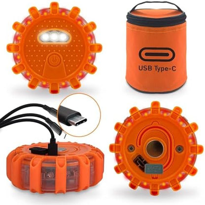 Ecoangel USB-C Rechargeable LED Road Flares Emergency Lights by ECOANGEL