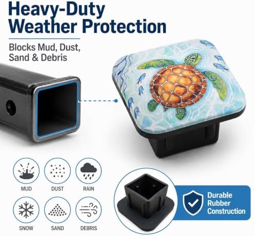 Sea Turtle and Fish Hitch Cover Receiver Tube Hitch Plug, Tool-Free Install Tow - Image 6