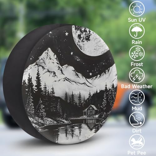 Rv Spare Tire Cover Wheel Mountain Forest Moon Tire Covers Wheel Protectors - Image 3