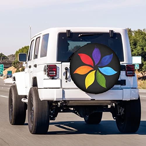 Color Chakra Mandala Spare Tire Cover Dust-Proof Wheel Tire Cover Fit Trailer - Image 3