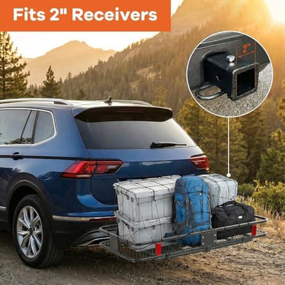 Hitch Cargo Carrier, 500lb Capacity, Galvanized Steel, Stabilizer and Cargo Net - Image 4