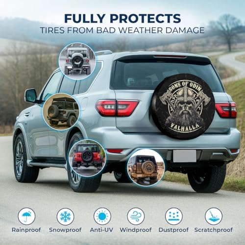 GENANY Viking Shield Art Thick PVC Leather Spare Tire Cover Size 17 - Image 3