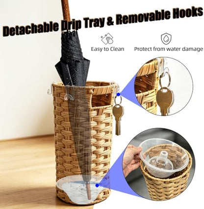 Rattan Umbrella Stand with Drip Tray - Image 4
