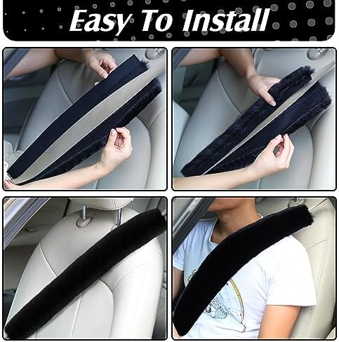 Boao 4 Pack Sheepskin Seat Belt Cover Shoulder Pad - Image 4