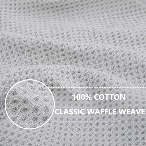 Homaxy 100% Cotton Oversized Waffle Weave Kitchen Towels 8-Pack, Light Gray - Image 2