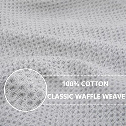 Homaxy 100% Cotton Oversized Waffle Weave Kitchen Towels 8-Pack, Light Gray - Image 2