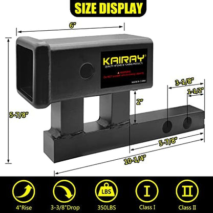 KAIRAY 1-1/4 inch to 2 inch Hitch Adapter Trailer Hitch Extension Riser - Image 2