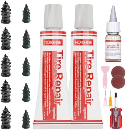 NORSHIRE Tire Repair Screw Kit, 10 Self-Sealing Screw-in Tire Plugs by NORSHIRE