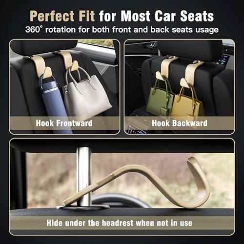 4-Pack Car Headrest Hooks Holds 55lbs Seat Storage Organizer - Image 4
