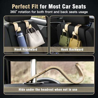 4-Pack Car Headrest Hooks Holds 55lbs Seat Storage Organizer - Image 4