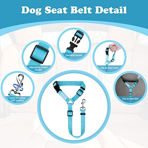 BWOGUE 2 Pack Dog Seat Belt for Car, Headrest Restraint Nylon Safety Straps - Image 3