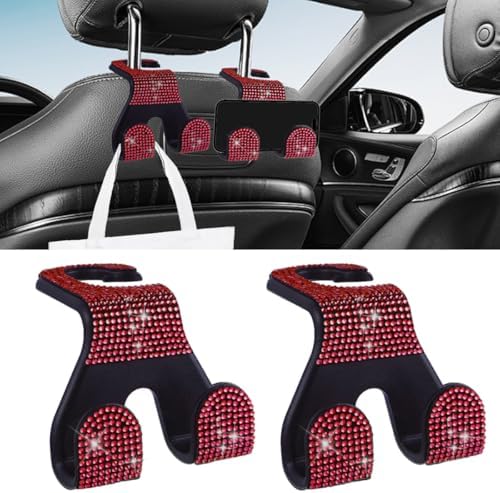LAINLOY 2PCS Car Seat Headrest Hooks, Shiny Crystal Hanger Holder, Backseat by Unknown