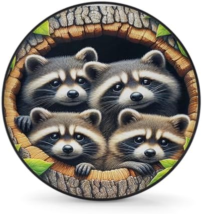 Rv Spare Tire Cover Wheel Funny Animal Raccoon Tire Covers Wheel Protectors by FengQuGou