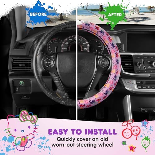 Sanrio Hello Kitty Lavender Doodle Car Steering Wheel Cover, Universal Fit Cute - Image 6