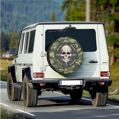 Camouflage Skull Spare Tire Cover PU Leather, Weatherproof Wheel Protectors - Image 2