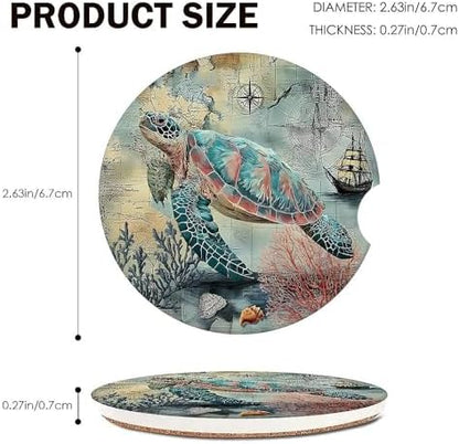 Sea Turtle Car Coasters Set of 2 - Image 2
