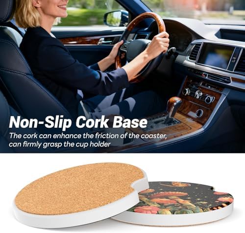 2 Pack Ceramic Car Coasters for Cup Holder, 2.56 in Anti Slip Absorbent Coaster - Image 6