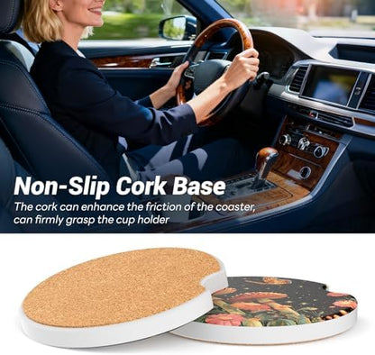 2 Pack Ceramic Car Coasters for Cup Holder, 2.56 in Anti Slip Absorbent Coaster - Image 6