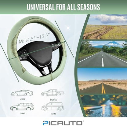 PIC AUTO Steering Wheel Cover, Universal Fit 14.5"–15.5" D-Shape Steering Cover - Image 7