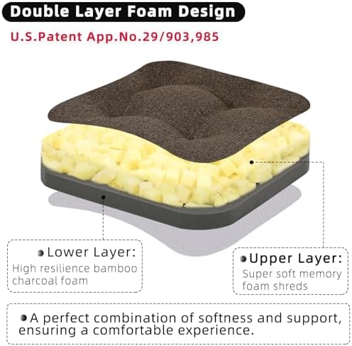 GOFORIT Chair Cushions, Tufted Shredded Memory Foam Chair Pads, Non-Slip Seat - Image 2