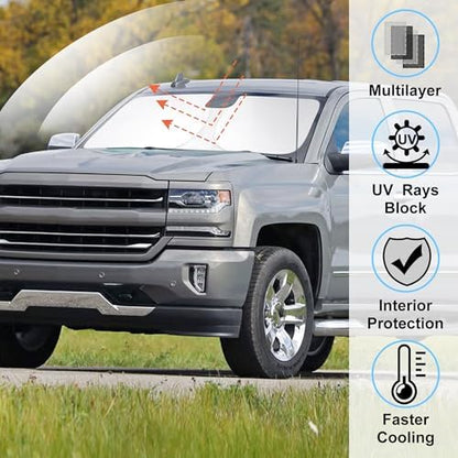Windshield Sun Shade for 2014-2018 2019 Chevrolet Silverado - Image 2