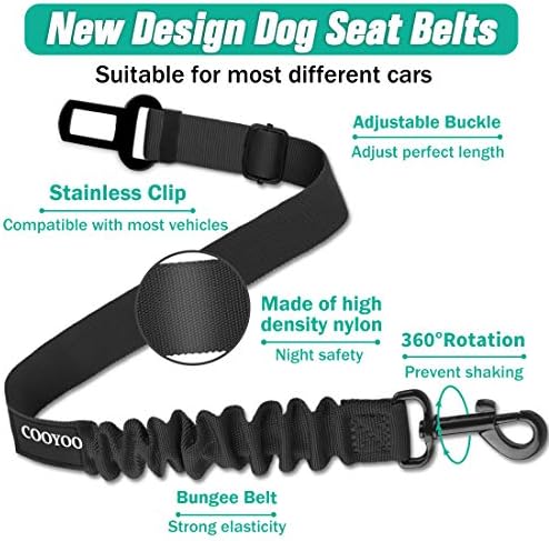 COOYOO Dog Seat Belt, Durability Retractable Dog Car Harness Adjustable Dog - Image 2