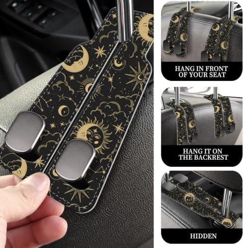 PU Leather Car Seat Hook, Storage Headrest Hanger, Cute Car Backseat Organizer - Image 2