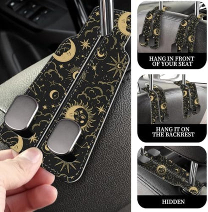PU Leather Car Seat Hook, Storage Headrest Hanger, Cute Car Backseat Organizer - Image 2