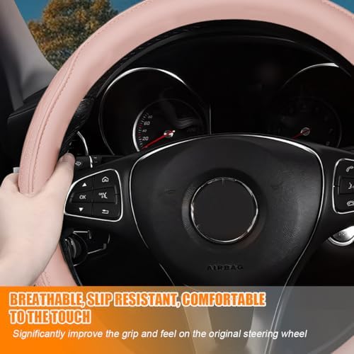 Zpana 14.5-15" Car Steering Wheel Cover, Breathable Soft Leather - Image 5