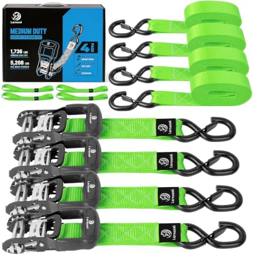 Ratchet Straps 4 Pack, 208LBS Break Strength by Unknown