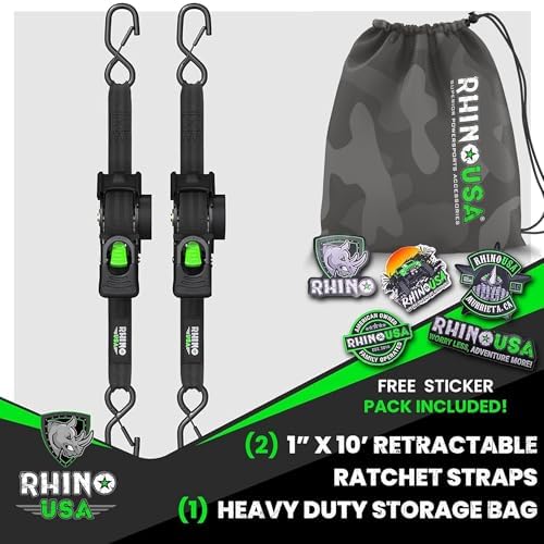 Rhino USA Retractable Ratchet Straps - 1in x 10ft - Image 6