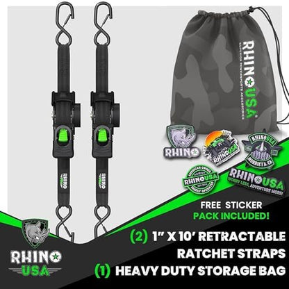 Rhino USA Retractable Ratchet Straps - 1in x 10ft - Image 6